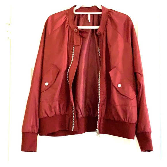 Free People Jackets & Blazers - Free People bomber jacket in burgundy